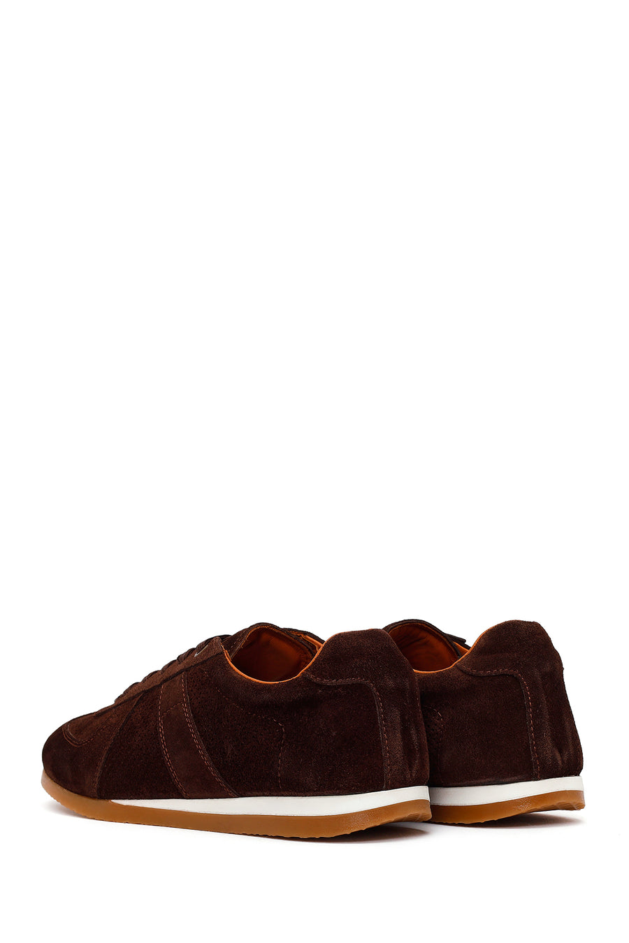 Erkek Kahverengi Bağcıklı Süet Deri Sneaker