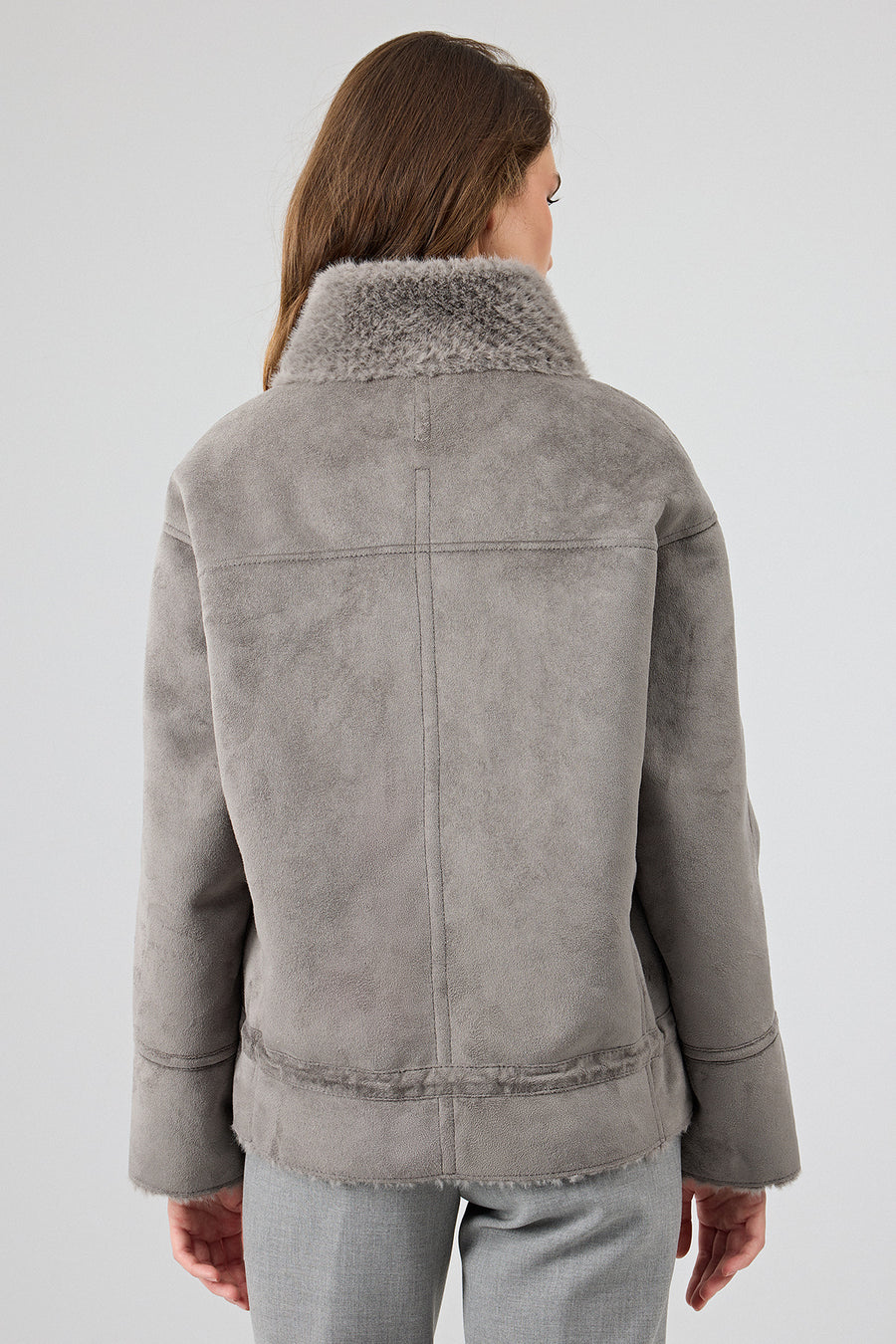 Luzern Women's Gray Reversible Teddy Coat