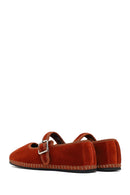Women's Orange Buckled Fabric Ballet Flat | Derimod