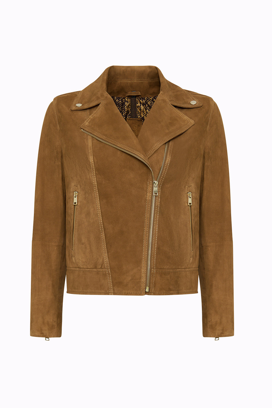 Alba Kadın Camel Biker Süet Deri Ceket