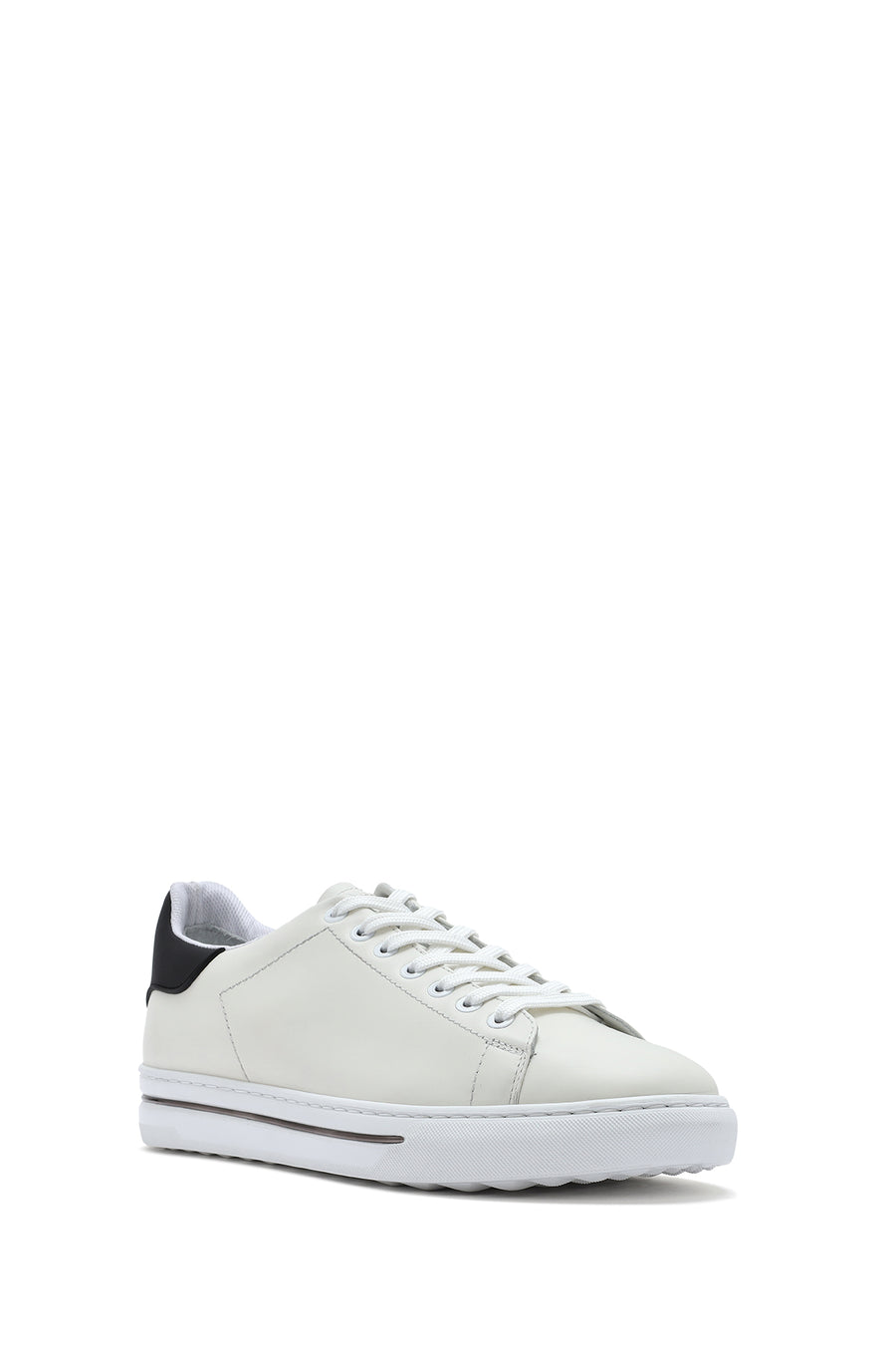 Erkek Beyaz Bağcıklı Deri Sneaker