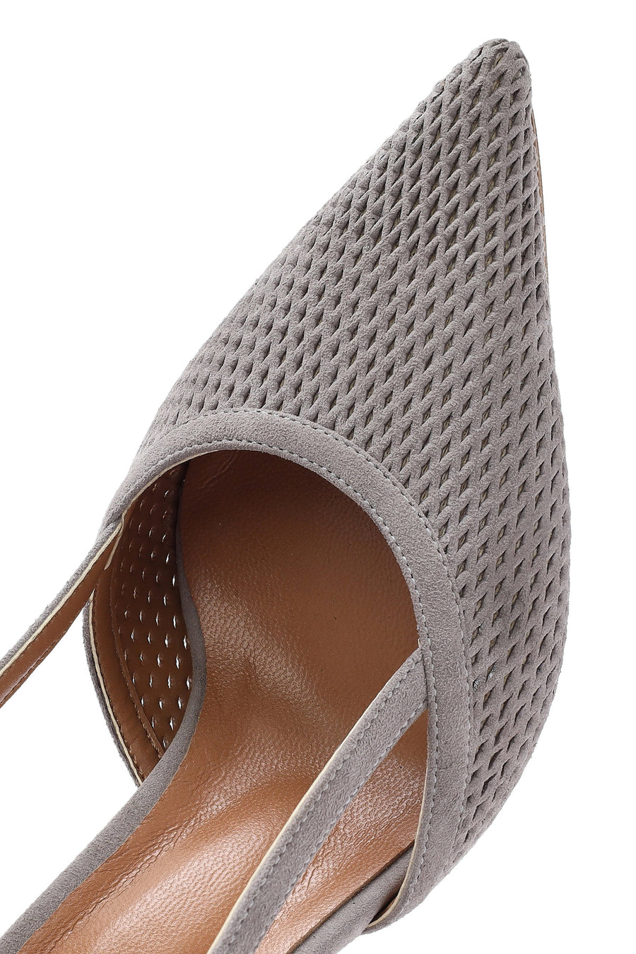 Women's Grey Open Back High Heel Suede Leather Shoes