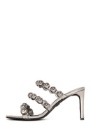 Woman Anthracite High Thin-Heeled Slipper | Derimod