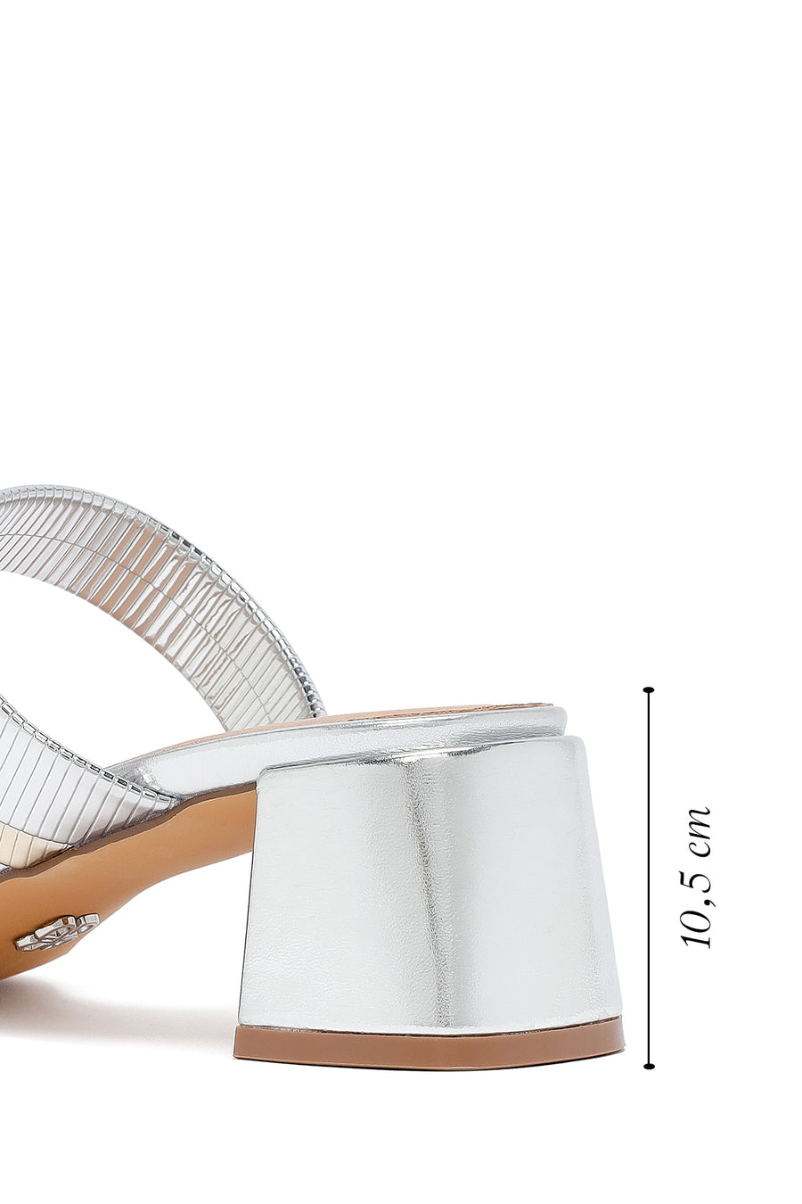 Woman Bronze Short Thick Heel Metallic Slippers