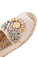 Women's Beige Stoned Leather Espadrilles | Derimod