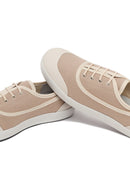 Kadın Bej Bağcıklı Deri Sneaker | Derimod