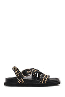 Women's Black Strappy Leather Sandals | Derimod