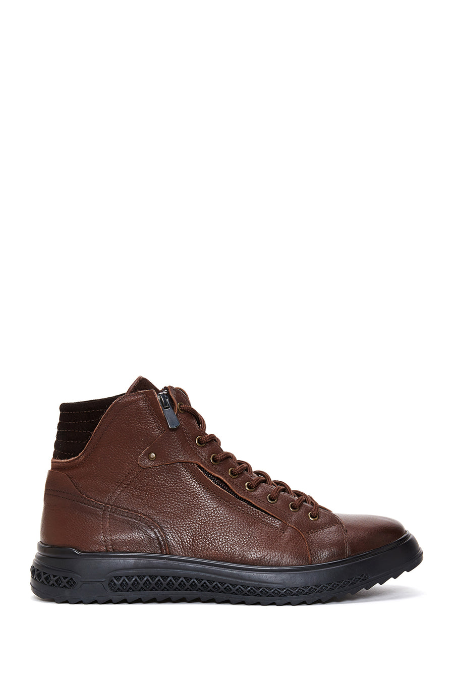 Erkek Kahverengi Fermuarlı Deri Düz Bot 22WFD6185FT | Derimod
