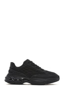 Erkek Siyah Bağcıklı Kalın Tabanlı Kumaş Sneaker | Derimod