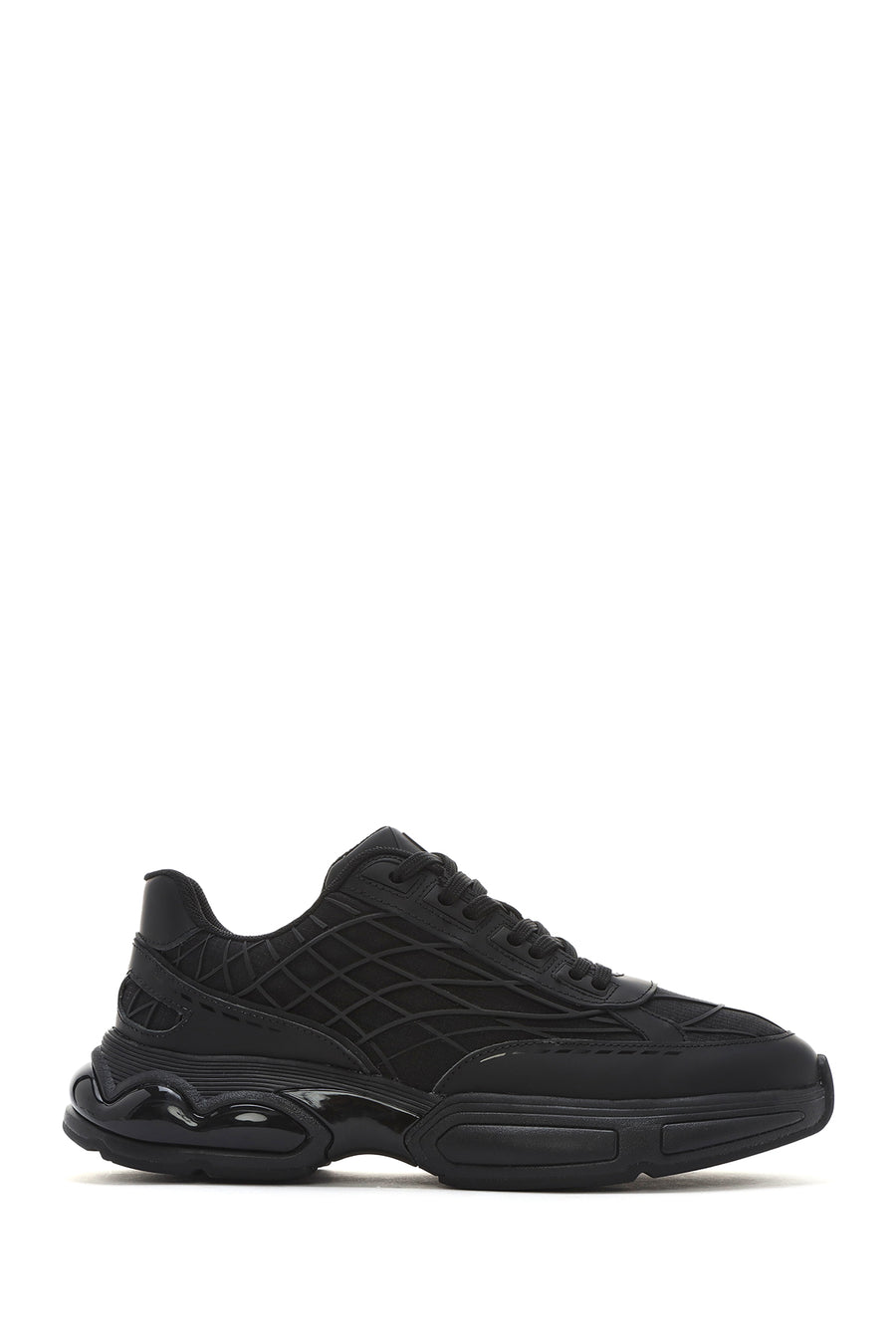 Erkek Siyah Bağcıklı Kalın Tabanlı Kumaş Sneaker 25SFD69416F | Derimod