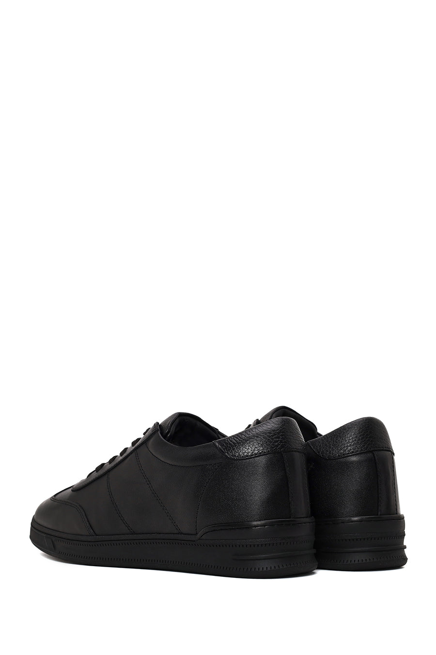 Erkek Siyah Bağcıklı Deri Casual Sneaker