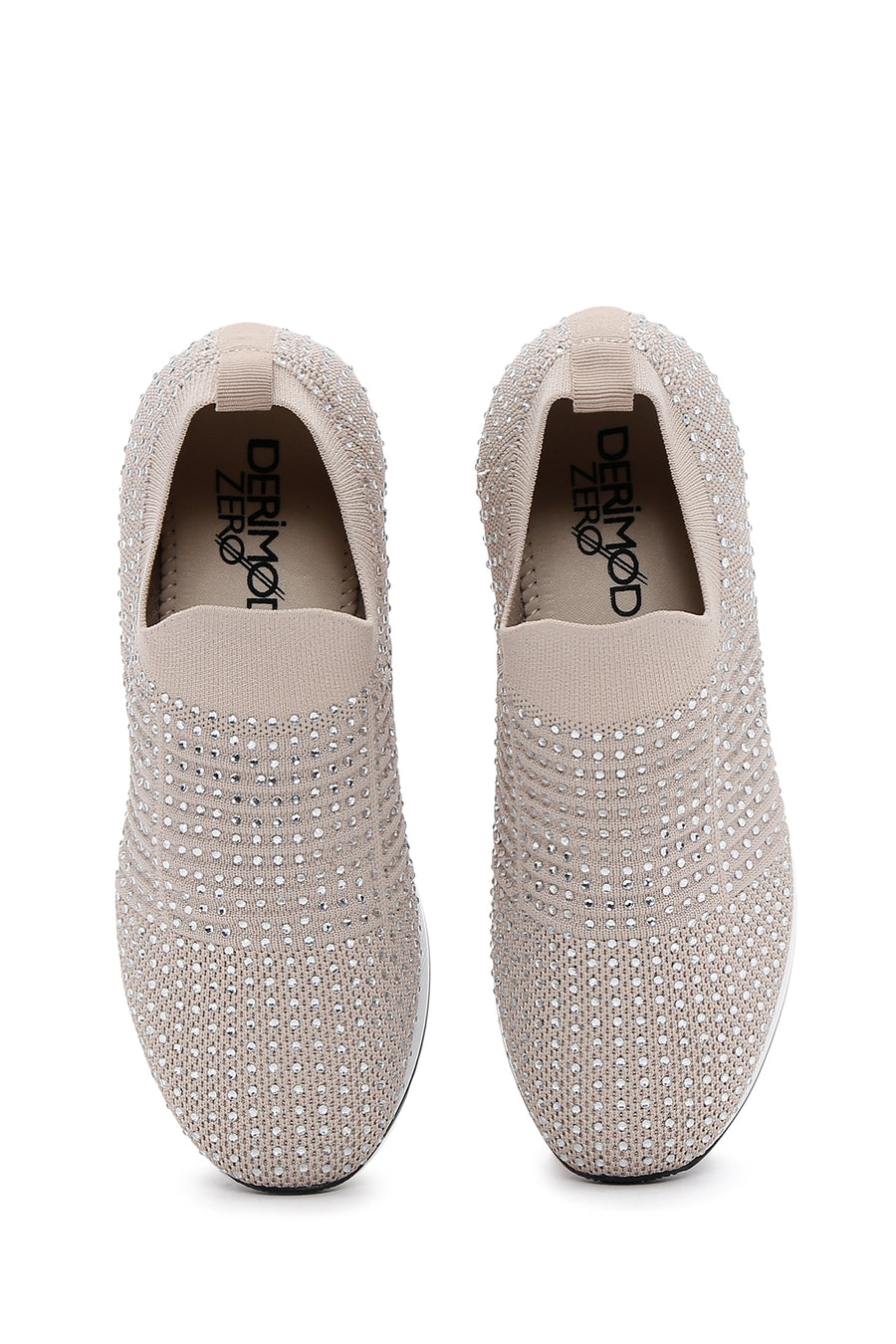Kadın Bej Taşlı Kumaş Sneaker