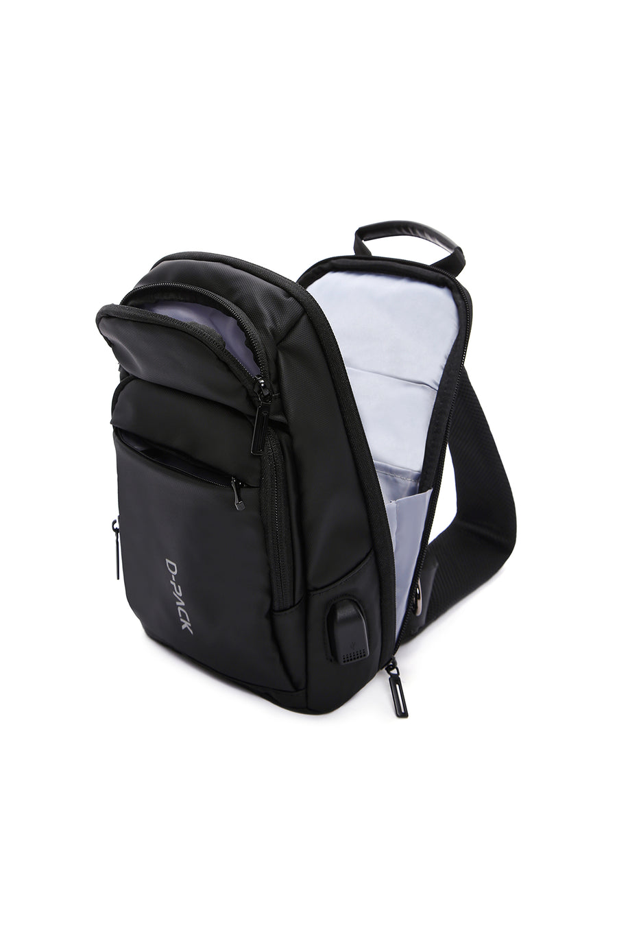 D-Pack Men's Black Technological Fabric Crossbody Bag