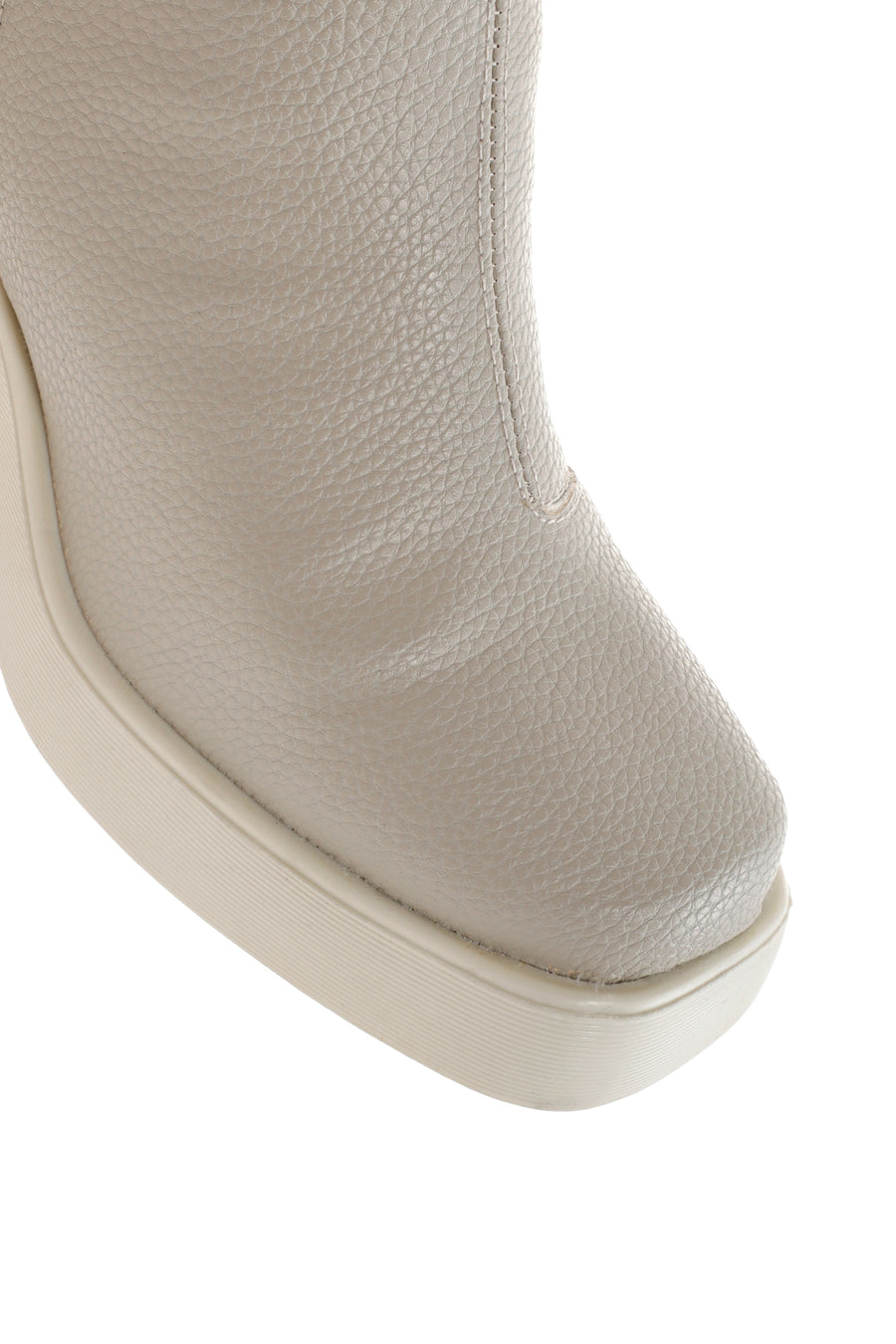 Women's Beige Zippered Heeled Casual Boots