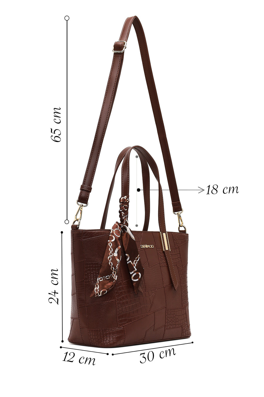 Woman Brown Long-Strap Printed Shoulder Bag