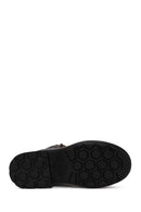Harley Davidson Woman Black Shorbone Zip Closure Thick-Soled Leather Combat Boots | Derimod
