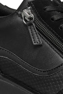 Geox Women's Black Lace-Up Wedge Heeled Sneakers | Derimod
