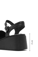 Kadın Siyah Kalın Tabanlı Deri Comfort Sandalet | Derimod