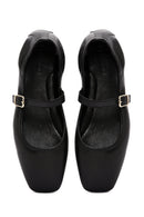 Women's Black Banded Leather Ballerinas | Derimod