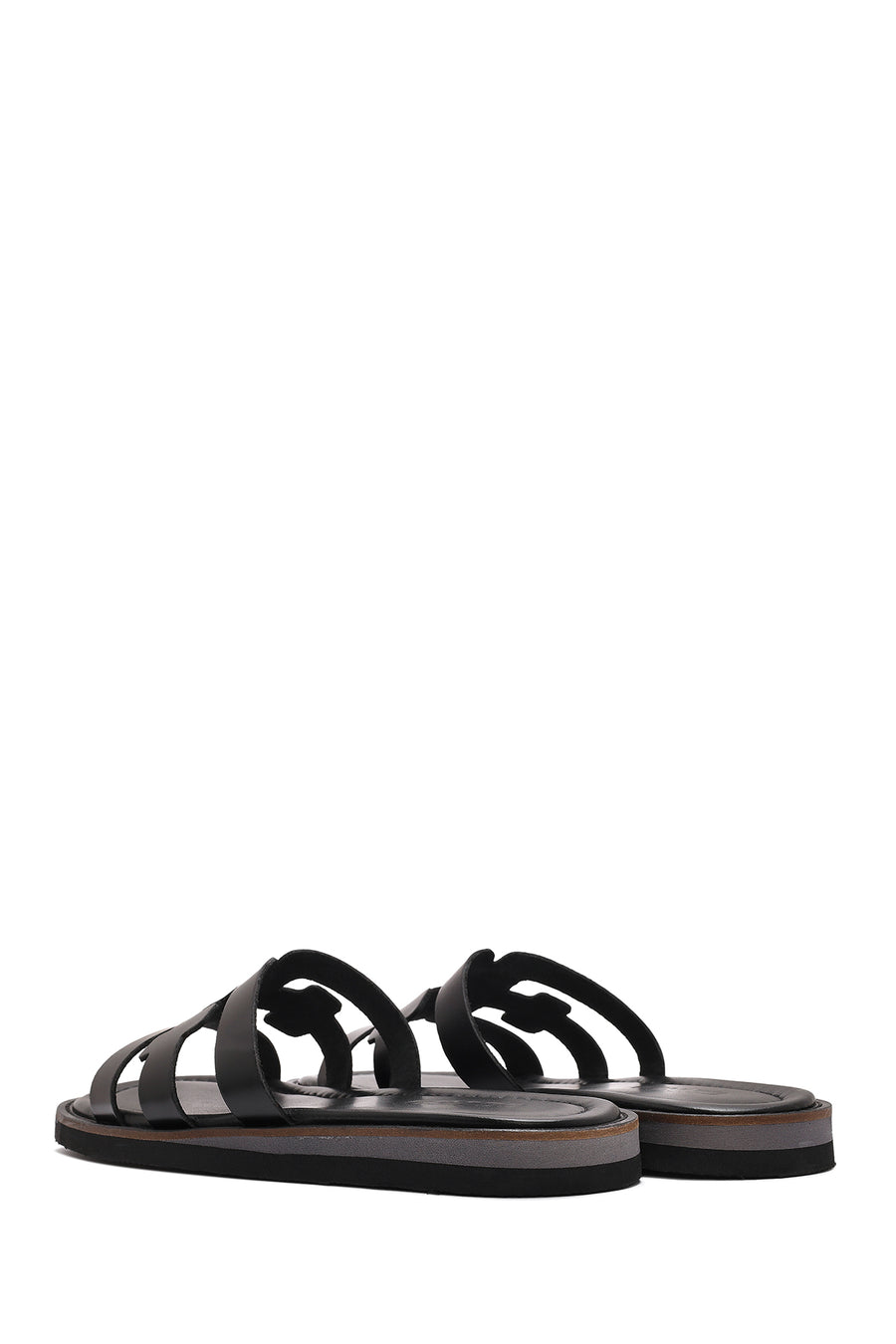 Women's Black Leather Slippers