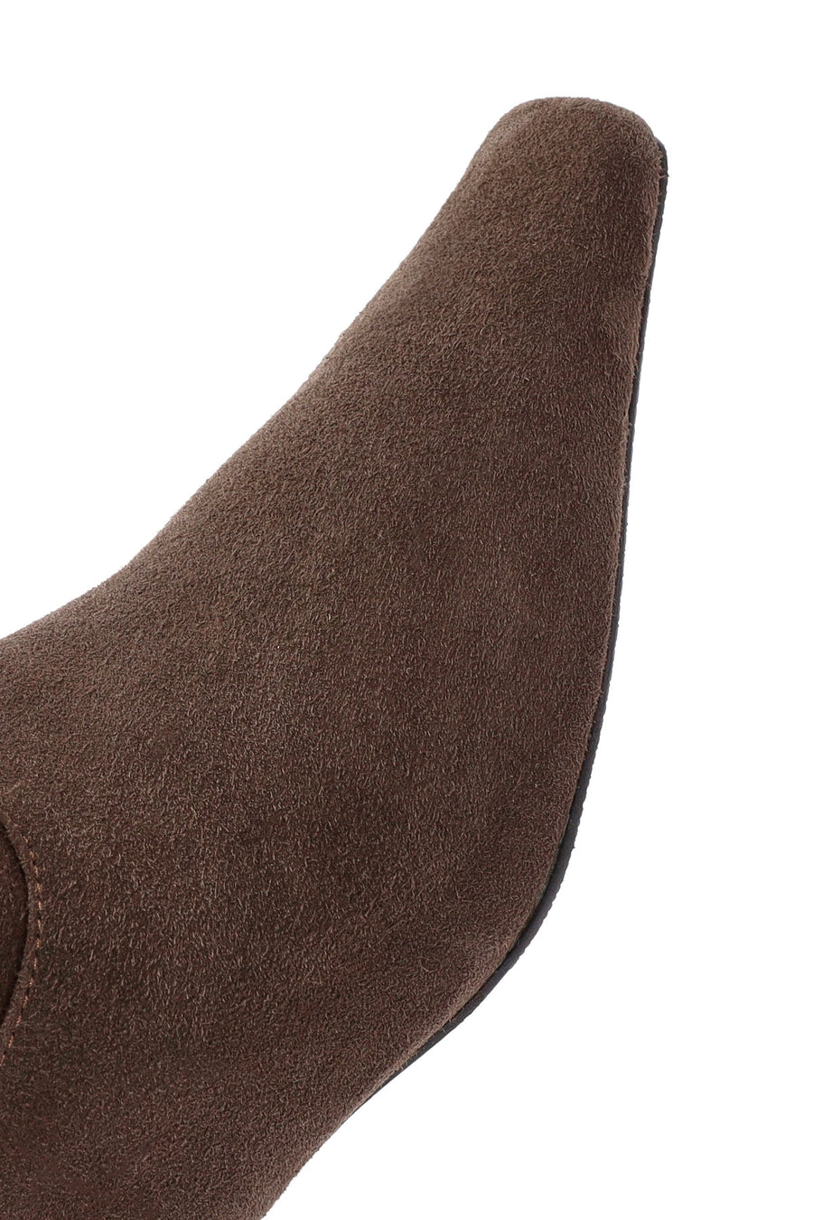 Women's Brown Thin Low Heel Suede Leather Boots
