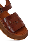 Woman Brown Buckled Thick-Soled Leather Sandal | Derimod