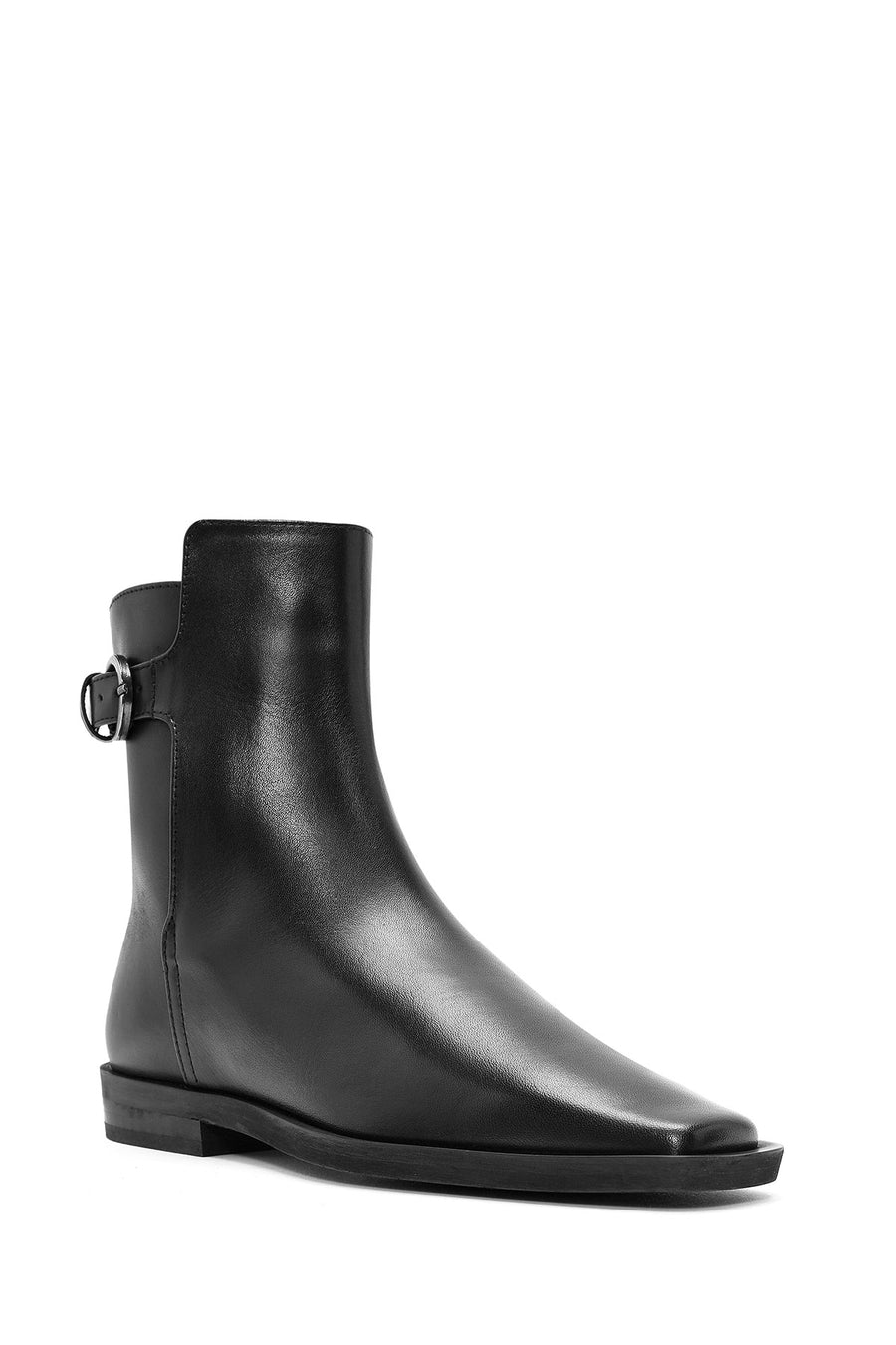 Women's Black Zippered Leather Boots
