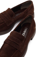 Women's Brown Suede Leather Loafer | Derimod