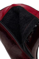 Woman Burgundy Zip Closure Thin-Heeled Patent Leather Leather Boots | Derimod