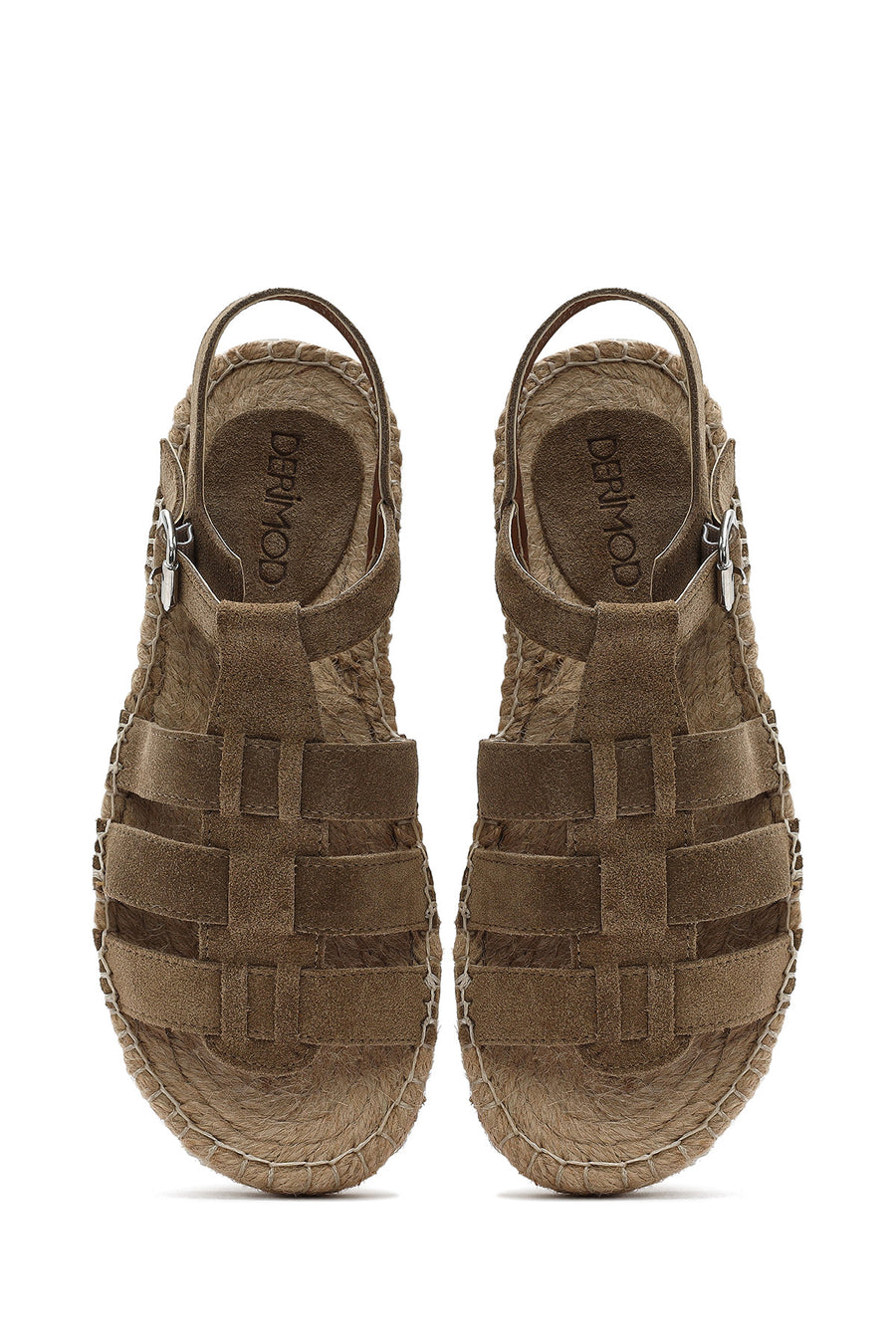 Women's Mink Buckled Suede Leather Espadrille Sandals