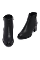 Woman Black Zip Closure Chunky-Heeled Boots | Derimod