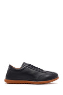 Erkek Siyah Bağcıklı Deri Sneaker | Derimod