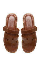 Woman Brown Strapped Leather Slipper | Derimod