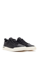 Erkek Siyah Bağcıklı Deri Sneaker | Derimod