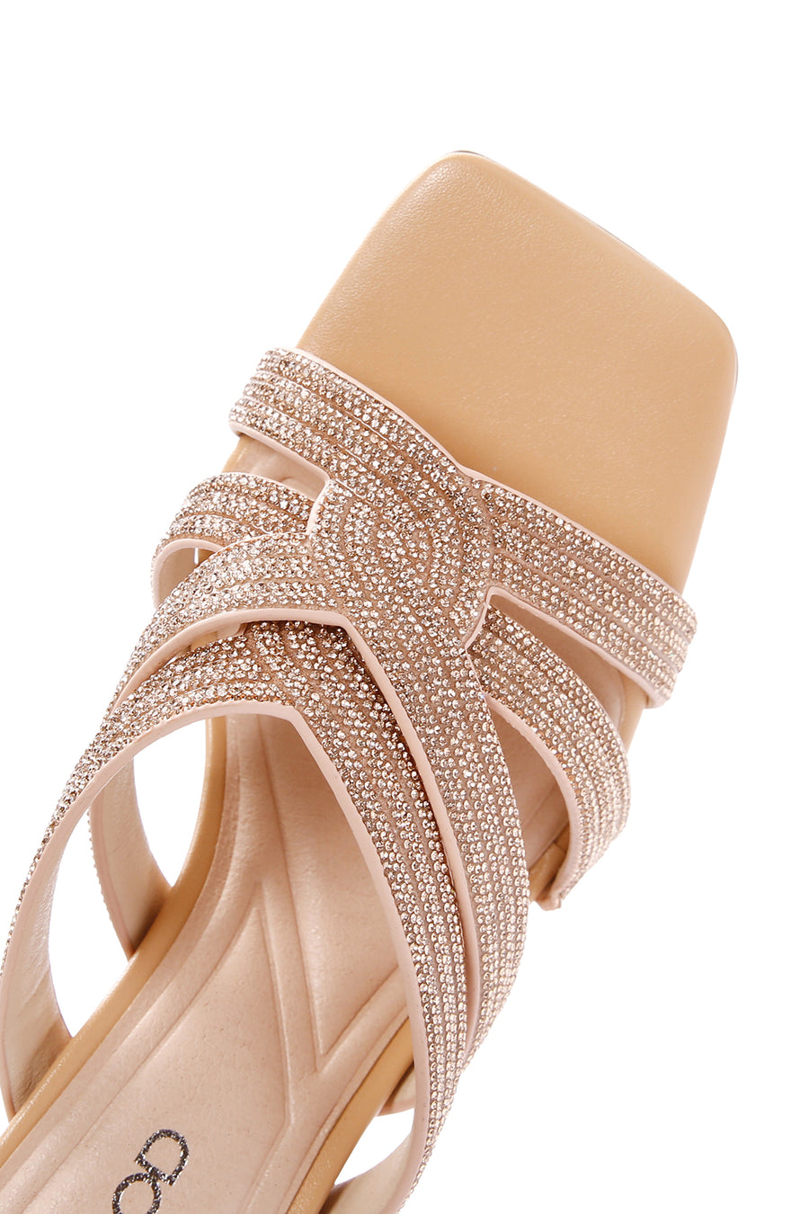 Women's Beige Stone Thin Heeled Slippers