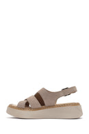 Women's Mink Ankle Buckle Thick Soled Suede Leather Comfort Sandals | Derimod