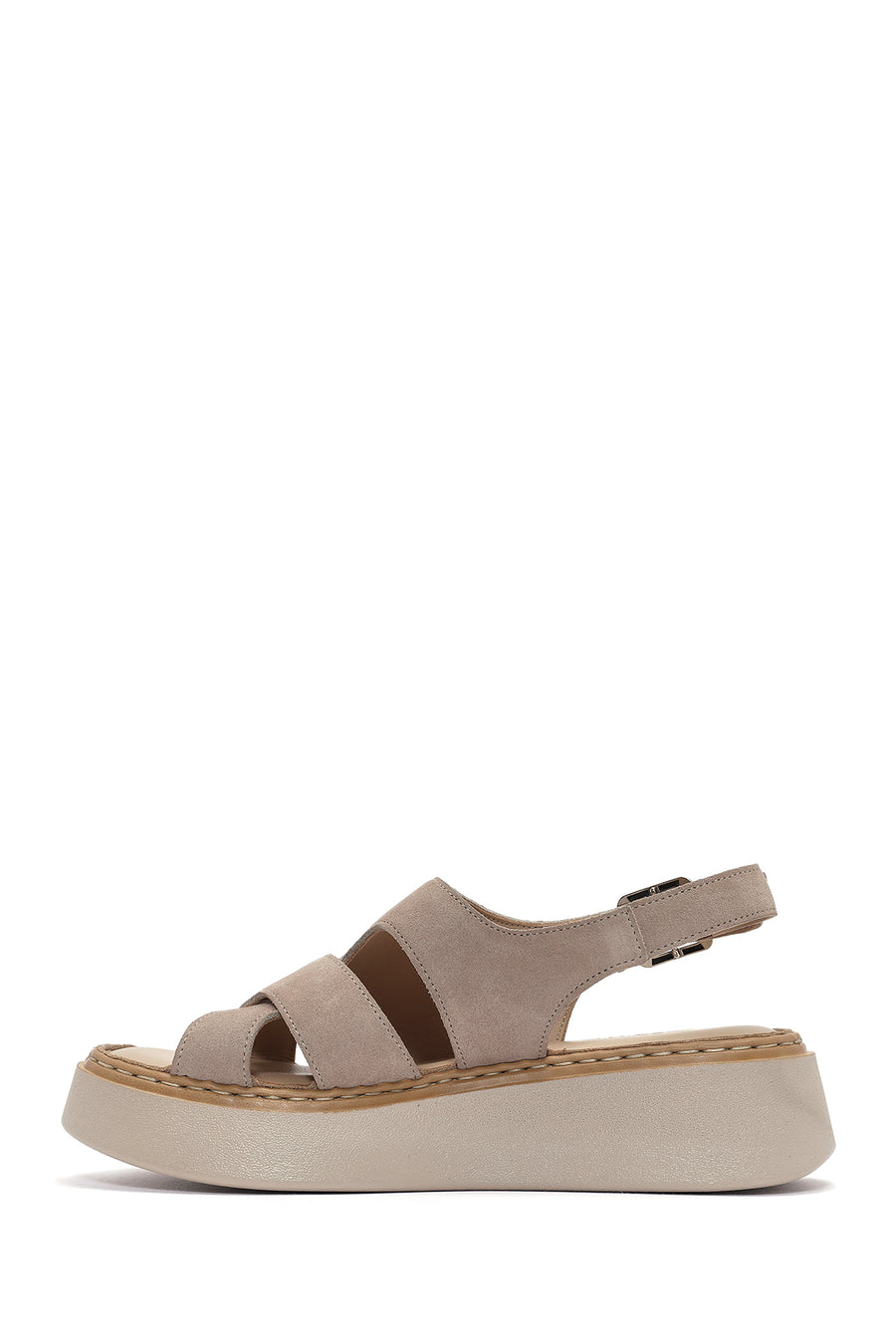 Women's Mink Ankle Buckle Thick Soled Suede Leather Comfort Sandals