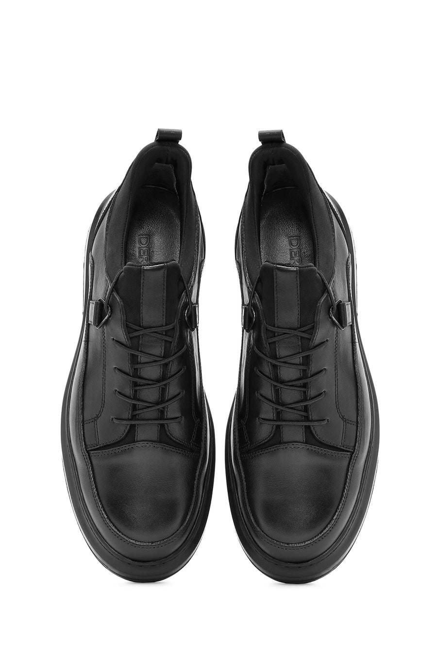Men's Black Lace-up Leather Sneaker