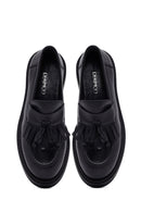 Kadın Siyah Püsküllü Deri Maskülen Loafer | Derimod