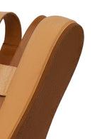 Woman Beige Buckled Thick-Soled Leather Sandal | Derimod