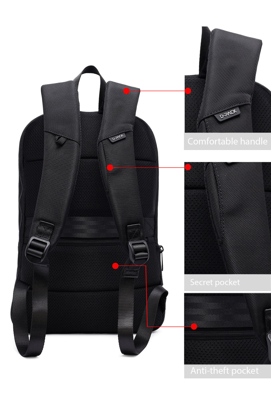 D-Pack Unisex Siyah Sırt Çantası