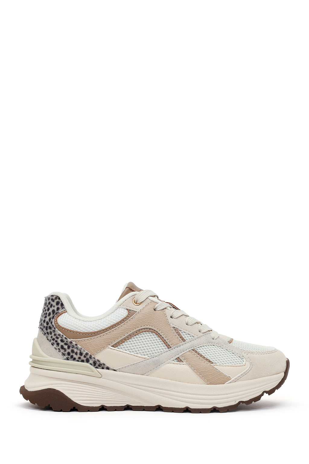 Kadın Bej Bağcıklı Kalın Tabanlı Sneaker