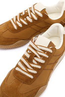 Kadın Taba Bağcıklı Deri Sneaker | Derimod