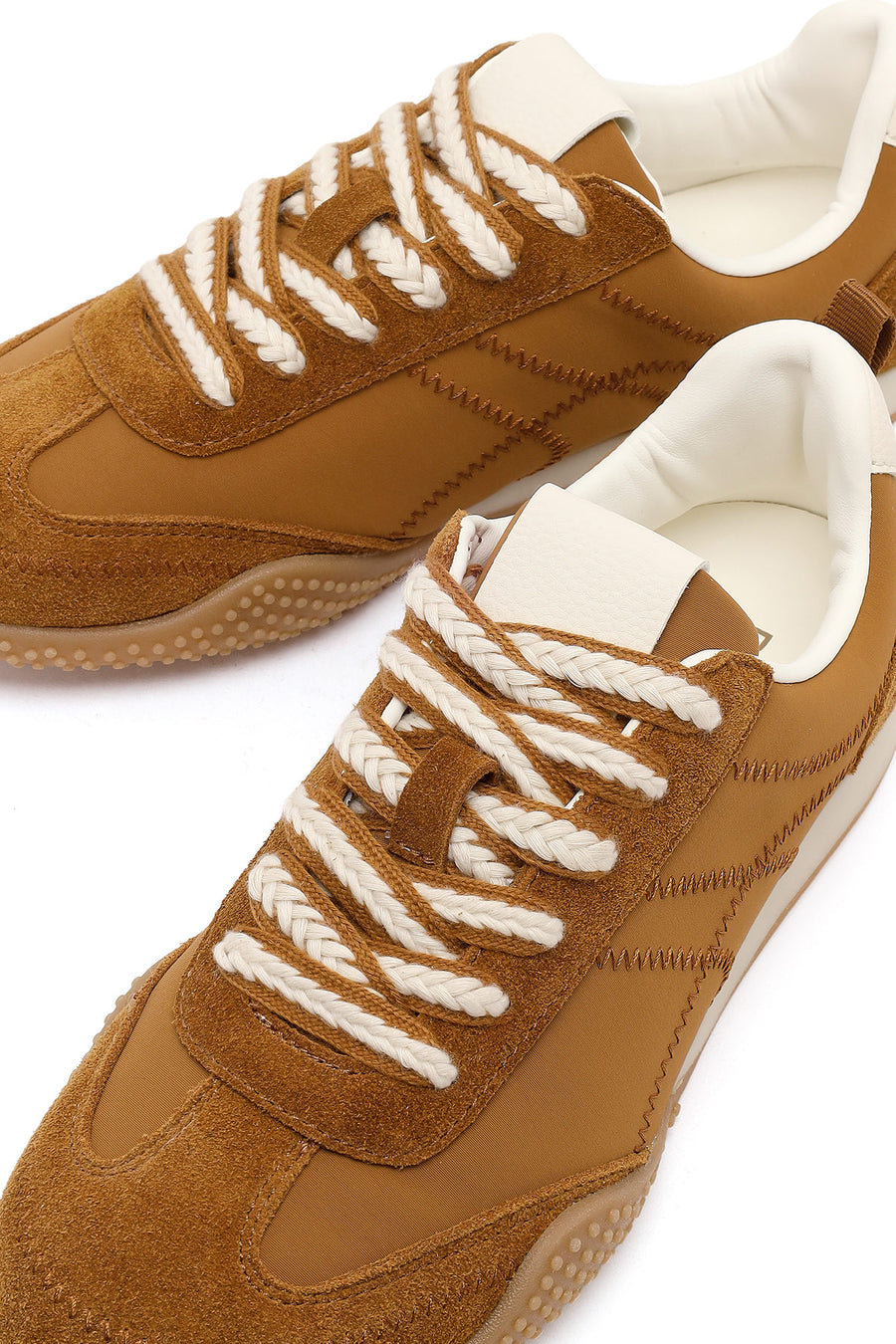 Kadın Taba Bağcıklı Deri Sneaker