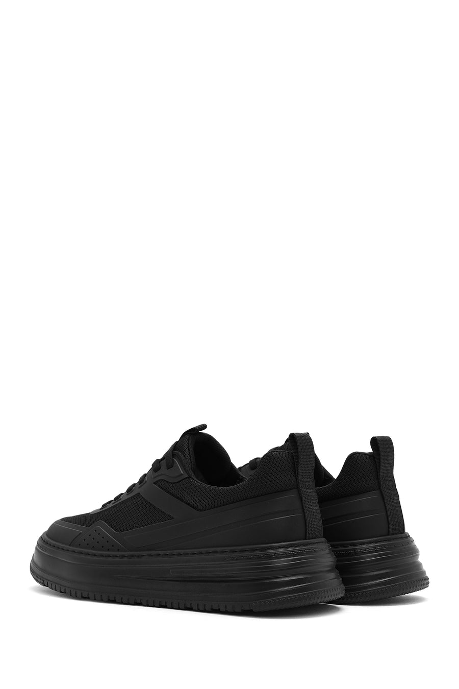 Erkek Siyah Bağcıklı Kalın Tabanlı Sneaker