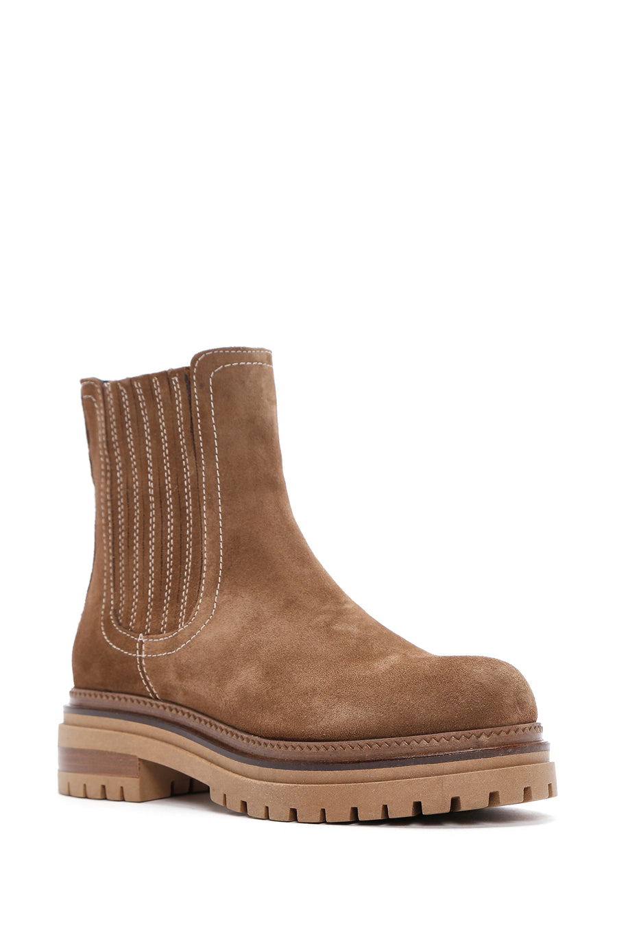 Women's Tan Suede Leather Chelsea Boots