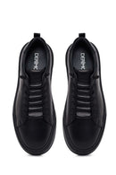 Erkek Siyah Bağcıklı Deri Sneaker | Derimod