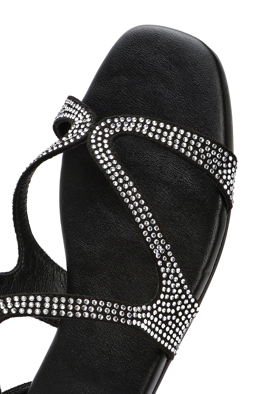 Women's Black Stone Buckle Sandals