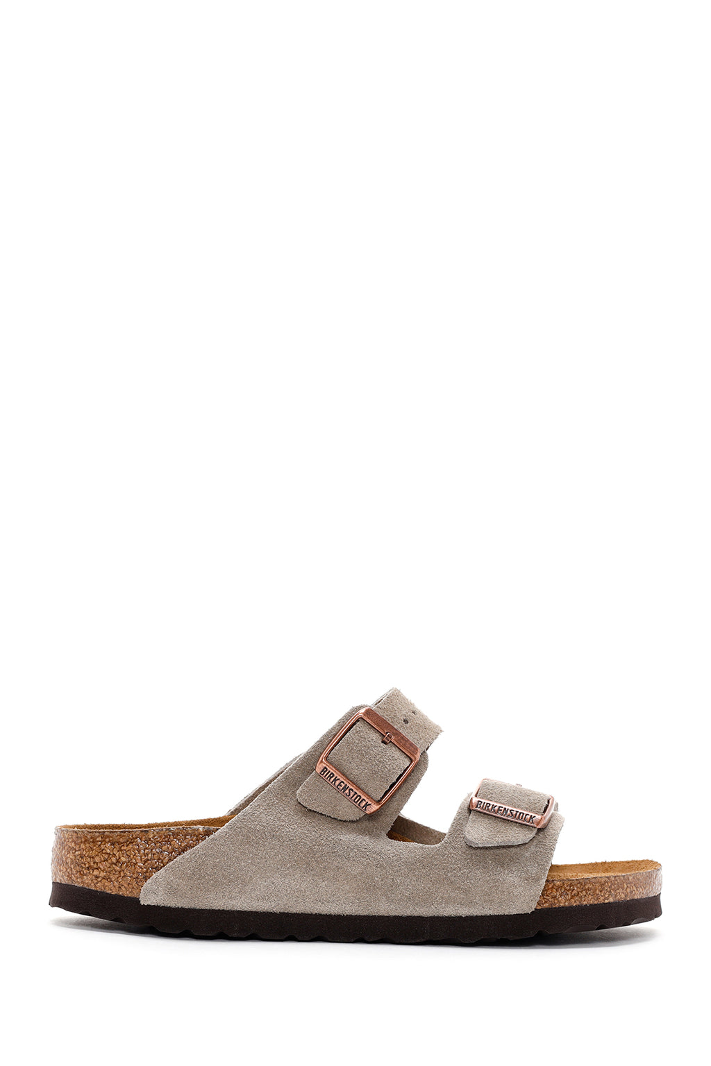 Birkenstock Kadın Vizon Süet Deri Çift Tokalı Arizona Sfb Düz Terlik