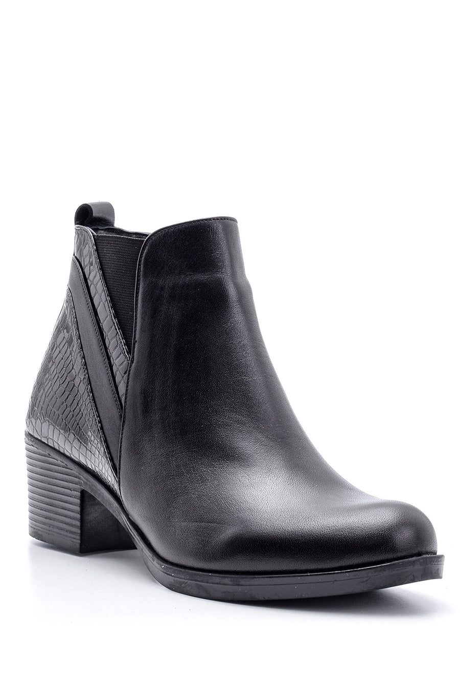 Women's Crocodile Detailed Heeled Leather Boots